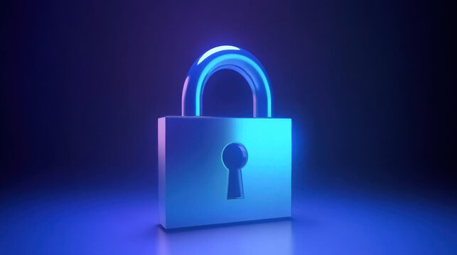 Secure Digital Lock Icon in Blue Representing Cybersecurity and Data Protection - Powered by Adobe
