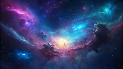 Fototapeta premium Breathtaking Cosmic Galaxy Nebula: Vibrant Night Sky Starscape