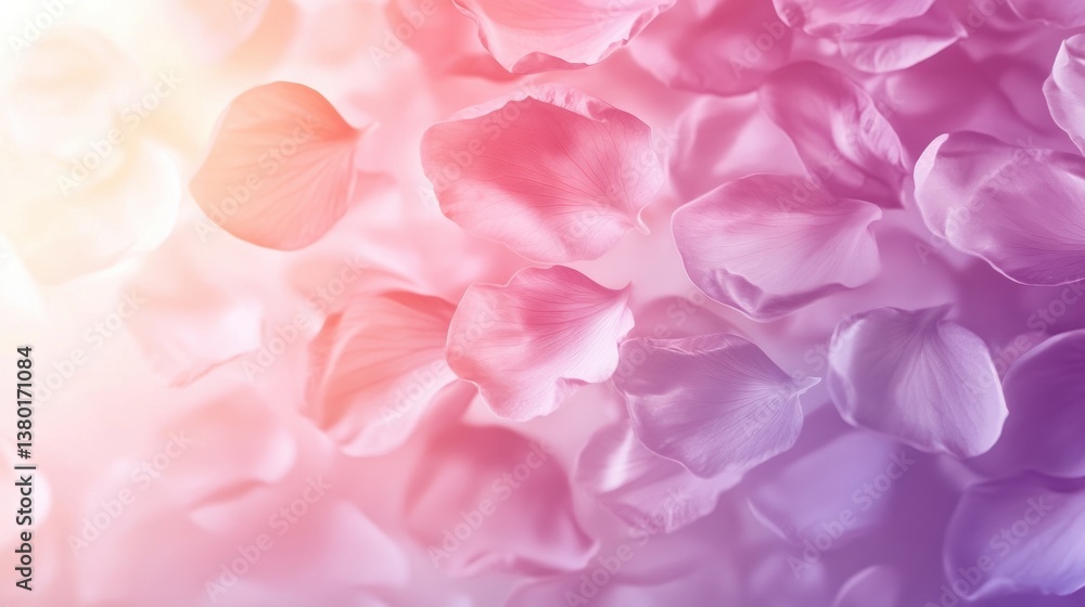 Poster floral gradient background blending lilac and soft pink with subtle petals creating an enchanting at