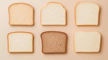 Variety of sliced bread loaves on neutral background