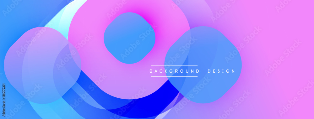 Aufkleber Vibrant abstract composition. Overlapping circles create dynamic flow. Gradient hues blend blues, pinks, purples. Modern design element. Smooth transitions.