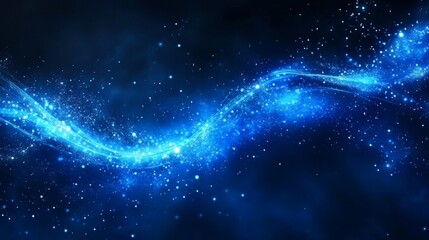 Obraz premium A geometric design with a color gradient background in black, dark azure, cobalt, sapphire, and blue. The abstract background has wavy, curved lines with a rough, grunge texture and grain noise,