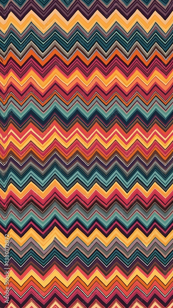 Poster vibrant chevron waves: a multicolored seamless zigzag pattern background