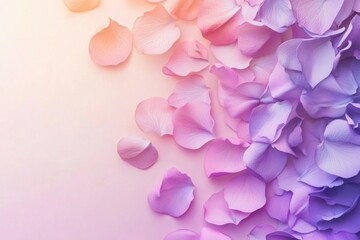 Obraz premium Floral gradient background of soft pink and lilac petals creating a serene and delicate atmosphere for relaxation and creativity