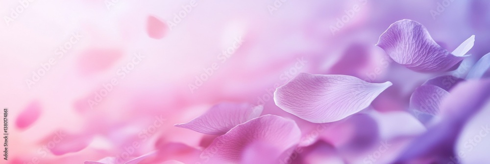 Poster floral gradient background with soft lilac and pink petals creating a serene and elegant atmosphere 