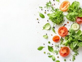 A fresh salad composed of juicy tomatoes and crisp cucumbers presented beautifully on a white background for enjoyment