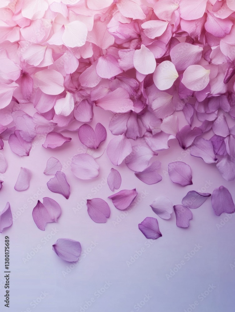 Poster soft pink floral gradient background transitioning from lilac with scattered petals creating a seren