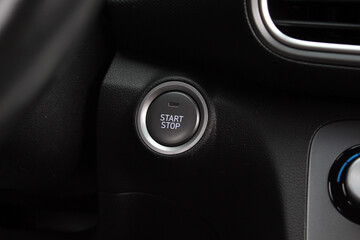 Start Stop button electric car. The button for stopping the start of the car engine. Engine Start...