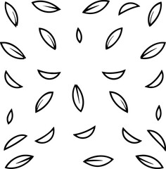 Obraz premium A simple black and white pattern featuring various leaf shapes arranged randomly.