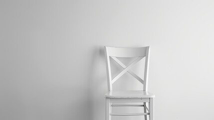 Naklejka premium A white wooden chair, simple and clean background