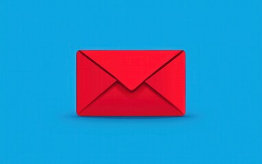 A vibrant red envelope rests against a bright blue background, creating a striking visual contrast that emphasizes communication and messaging.
