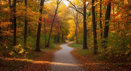 Obraz premium Autumn's Golden Path AI Generated
