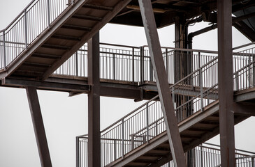 metal structure with stairs without people
