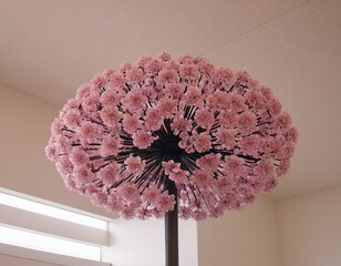 A stunning artificial cherry blossom installation featuring vibrant pink flowers, creating a whimsical atmosphere.