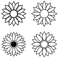 Set of vector flowers with floral design and colorful blossoms