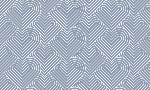 Modern and minimalist heart pattern background with heart lines. Printable vector container background for Valentine's Day.