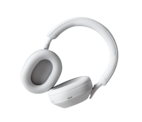 Headphones isolate. White Wireless headset on background,Element object for new texhnology advertising or product catalog banner