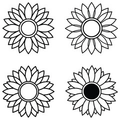 Set of vector flowers with floral design and colorful blossoms