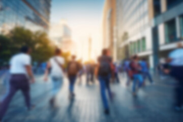 blurred for background. Crowd of people on the street. people walking on the city street. A blurry...