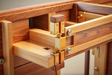 Close-up Detailed Shot of Furniture Assembly Process, Showing Hardware and Joints