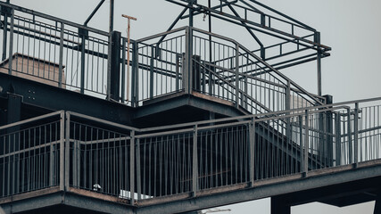 metal structure with stairs without people