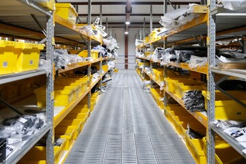  A warehouse with car spare parts. Storage, sale of auto parts, warehouse.