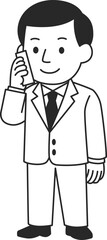 Businessman solid icon talking on mobile phone, vector.