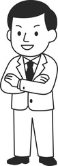 Fototapeta premium Businessman solid icon standing confidently with crossed arms, vector.