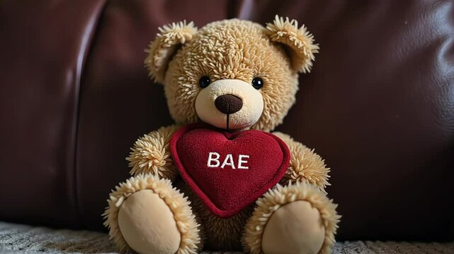 Teddy Bear Holding a &lsquo;BAE&rsquo; Heart, Perfect for Valentine&rsquo;s Day