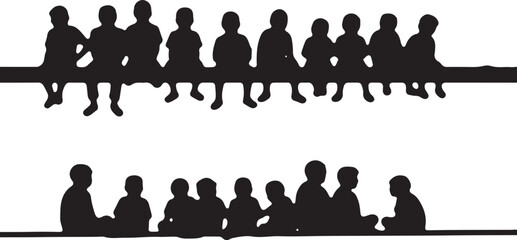 Silhouetted Children in Unity vector design