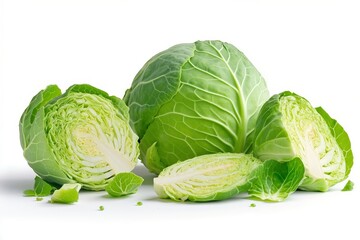 Fototapeta premium A group of cabbages sitting on top of each other on a white surface