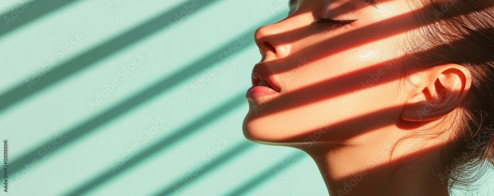 Poster profile of a woman with light and shadow creating a unique visual effect.