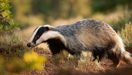 Fototapeta premium badger close up meles meles