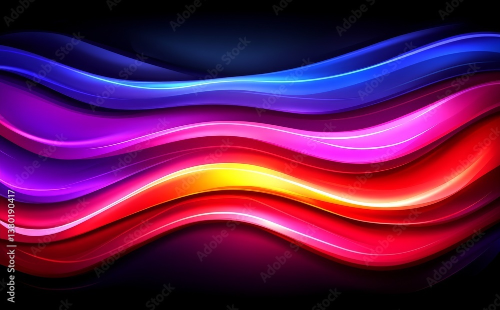 Poster a contemporary design element with a colorful audio spectrum and sound wave, suitable for music or v