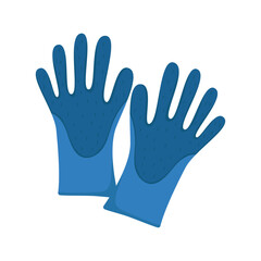 Obraz premium Vector rubber gloves for house cleaning isolated on white background. Logo or icon with items for sanitation.