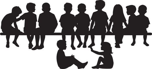 Silhouetted Children in Unity vector design