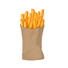 french fries on white background
