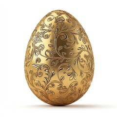A lavishly decorated golden egg, perfect for Easter or a luxurious celebration. Intricate floral patterns adorn its surface, creating a stunning visual.