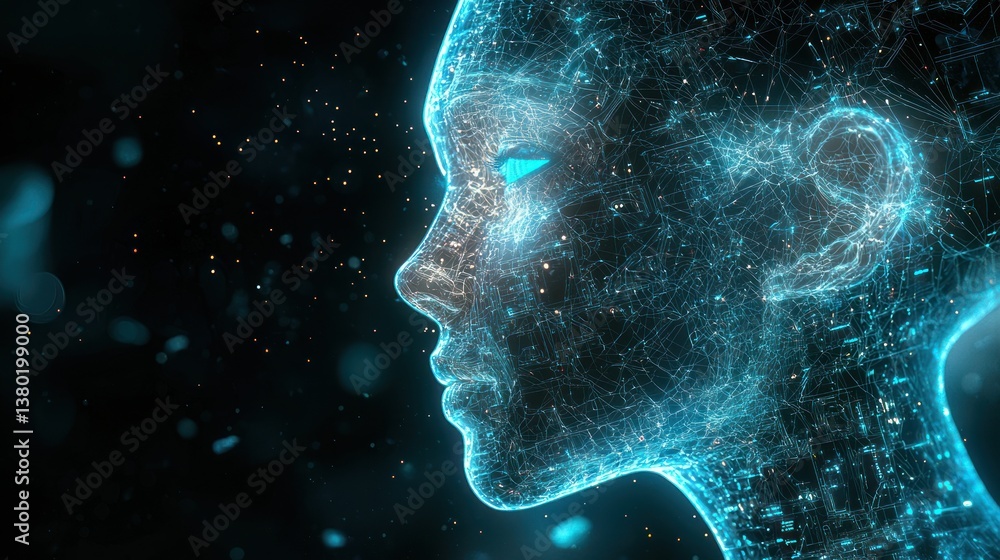 Aufkleber innovative ai model reflecting efficiency in language processing and intelligent technology in a fut