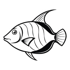 Line Drawing of Fish for Art Projects and Coloring Enthusiasts