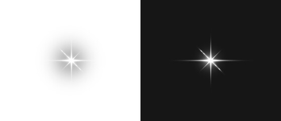 PNG Flash light on black background. Glow Star light sparkle. Vector glow sparkle effect. Abstract...