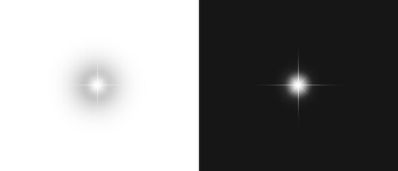 PNG Flash light on black background. Glow Star light sparkle. Vector glow sparkle effect. Abstract...