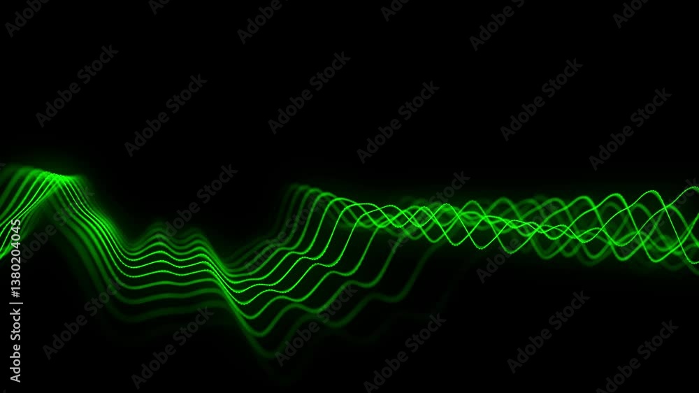 Poster abstract futuristic wave with moving dots. flow of colored particles and lines. cyber technology ill