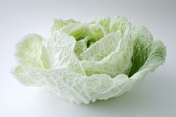 A head of Napa cabbage, crisp and neatly arranged, isolated on white