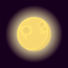 Fototapeta premium Moon, realistic moon icon. Moon in glow isolated on purple background. Design image, poster, graphic image. Vector illustration.