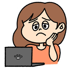 パソコンの操作が分からなく困っている女性