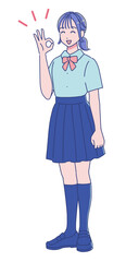 アニメ調の女子高生の立ち絵