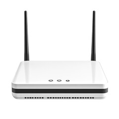 Wireless router with black antennas designed for high-speed internet connection isolated on transparent background cutout png
