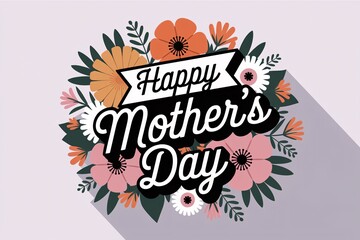 Obraz premium Share the Joy of Mother’s Day with a Beautiful Floral Greeting Card Featuring Elegant Typography and Vibrant Decorations—Express Love, Gratitude, and Appreciation with Thoughtful Messages That Capture