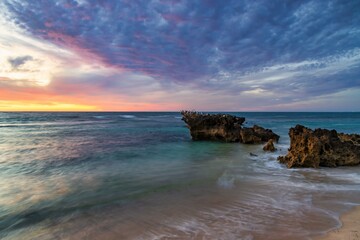 Long exposure sunset, at Trigg Beach, Perth